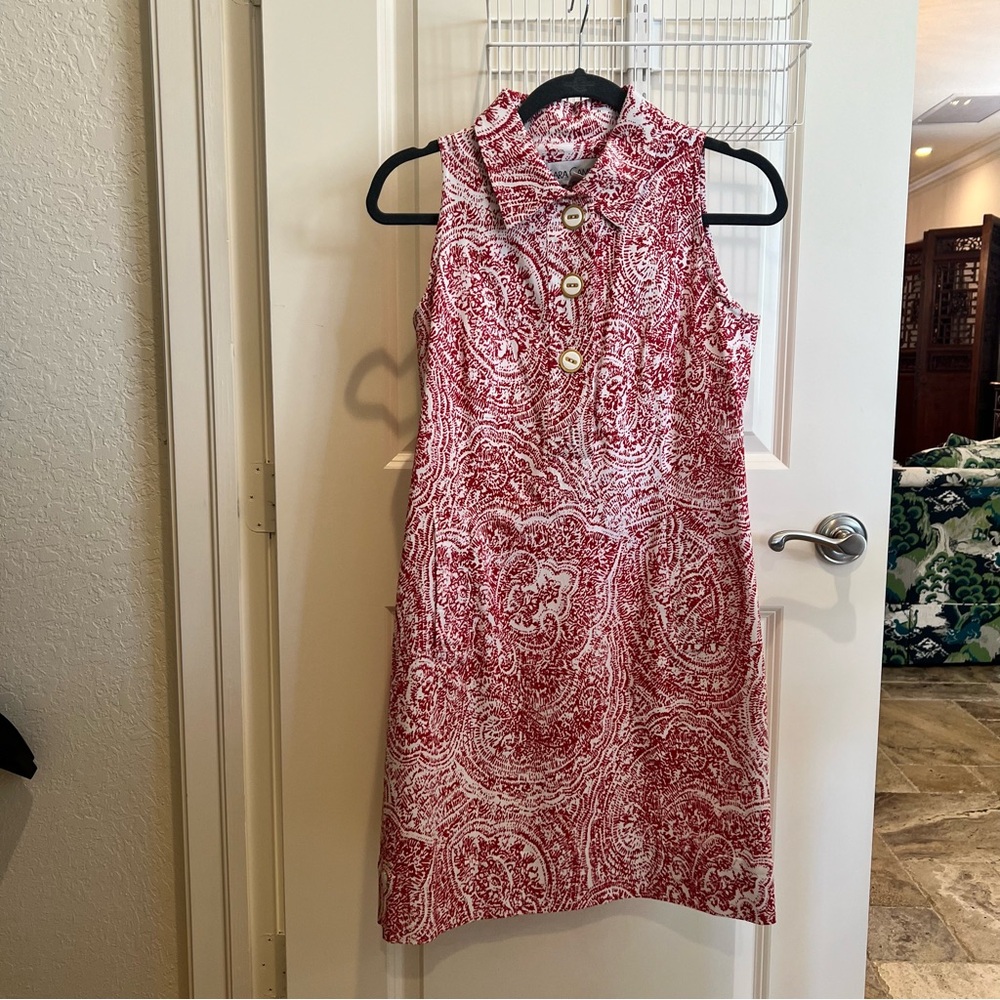 Sara Campbell Sleeveless Red Patterned Dress